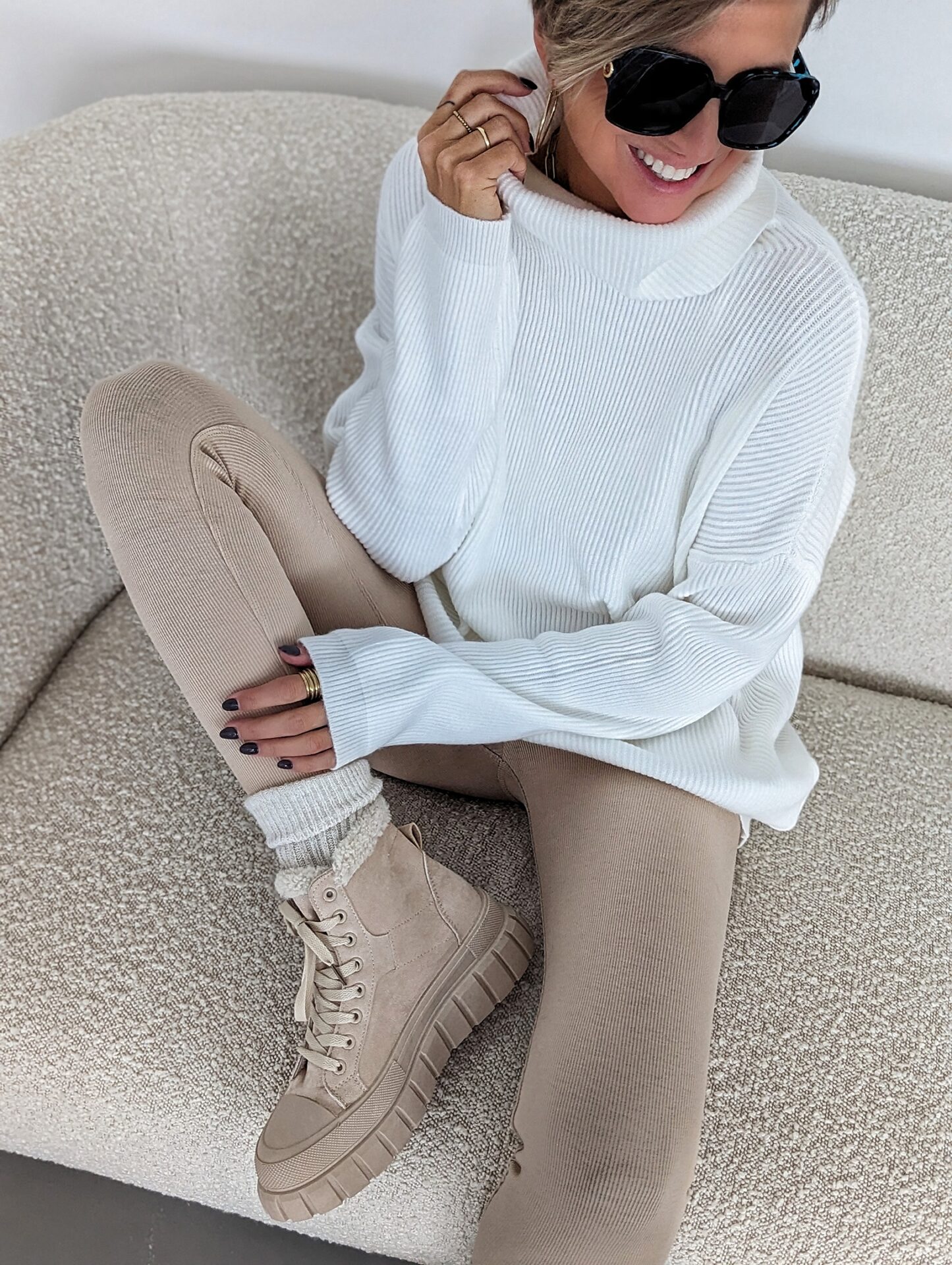 warme Leggings COMFY RIBBED beige 2.0