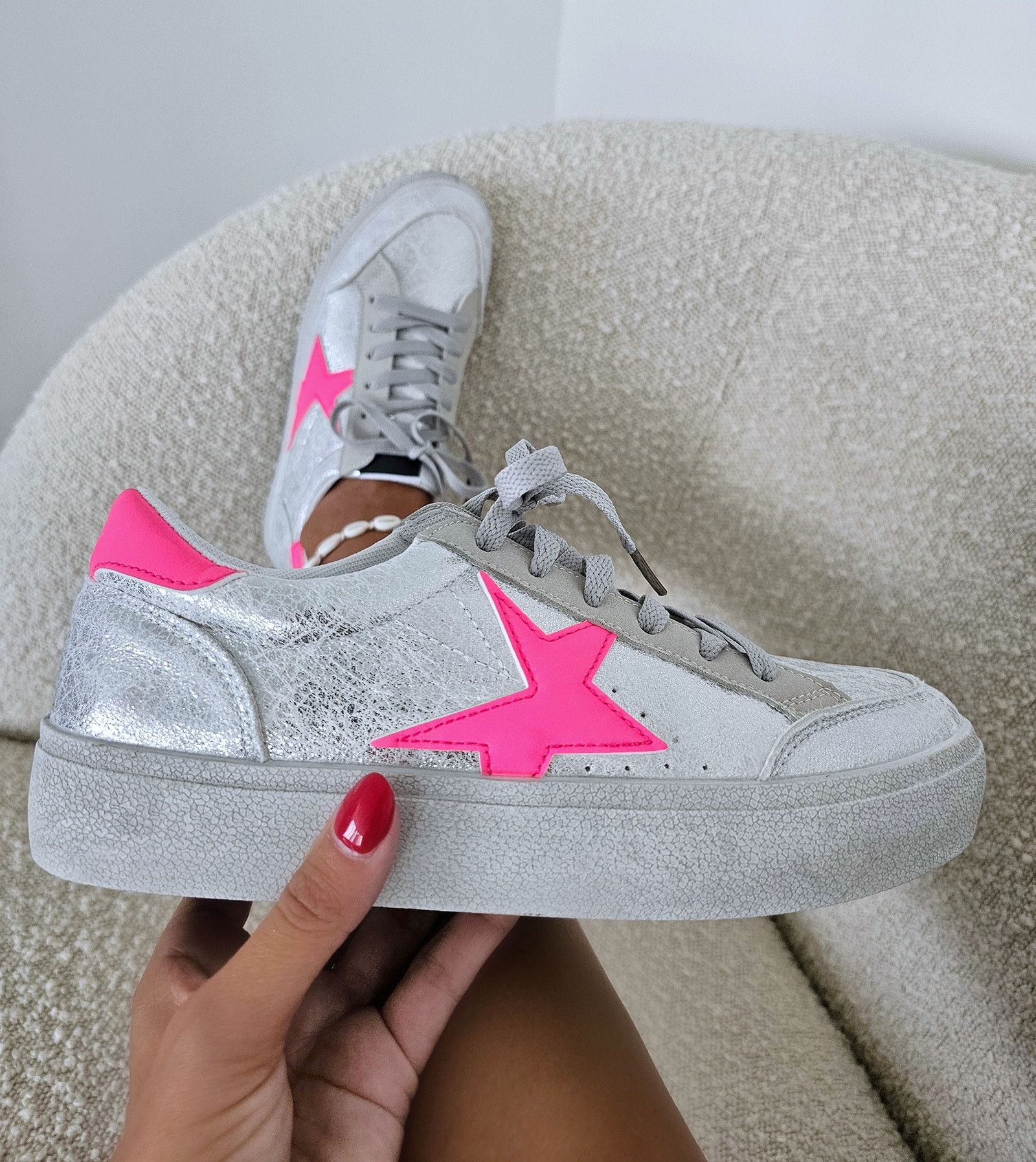 Sneaker SHOOTING STAR silber-neonpink SALE