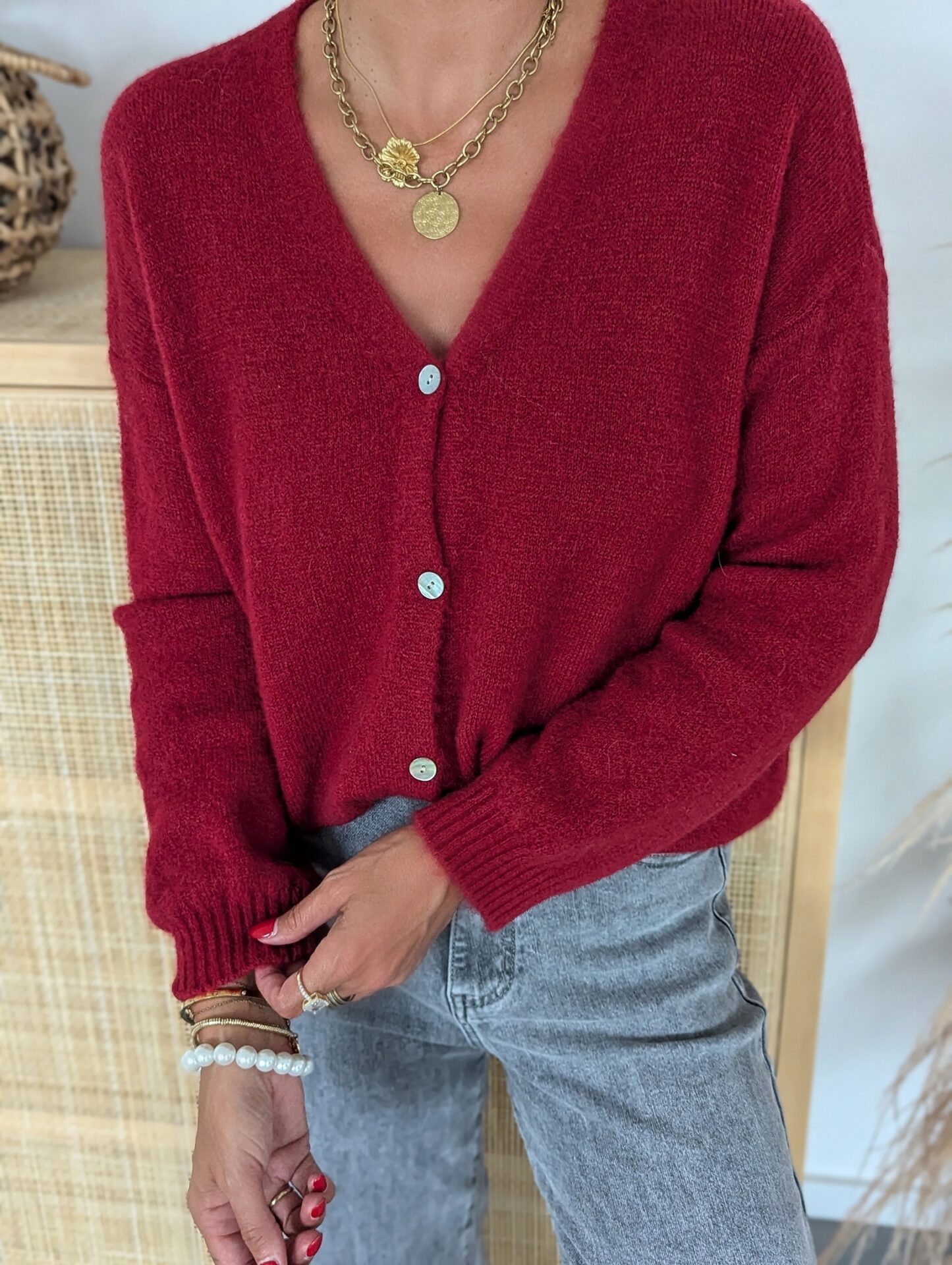 Cardigan mit V-Neck MALLORY – versch. Farben