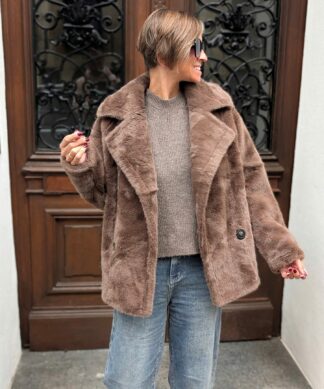 Faux Fur Jacke TOP MODEL – braun