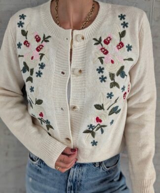 Cardigan FLOWERS EMBROIDERY – creme