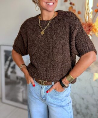 Boucle Pullover mit Halbarm BROWNIE