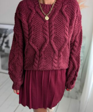 Strickpullover BIG BRAID – bordeaux