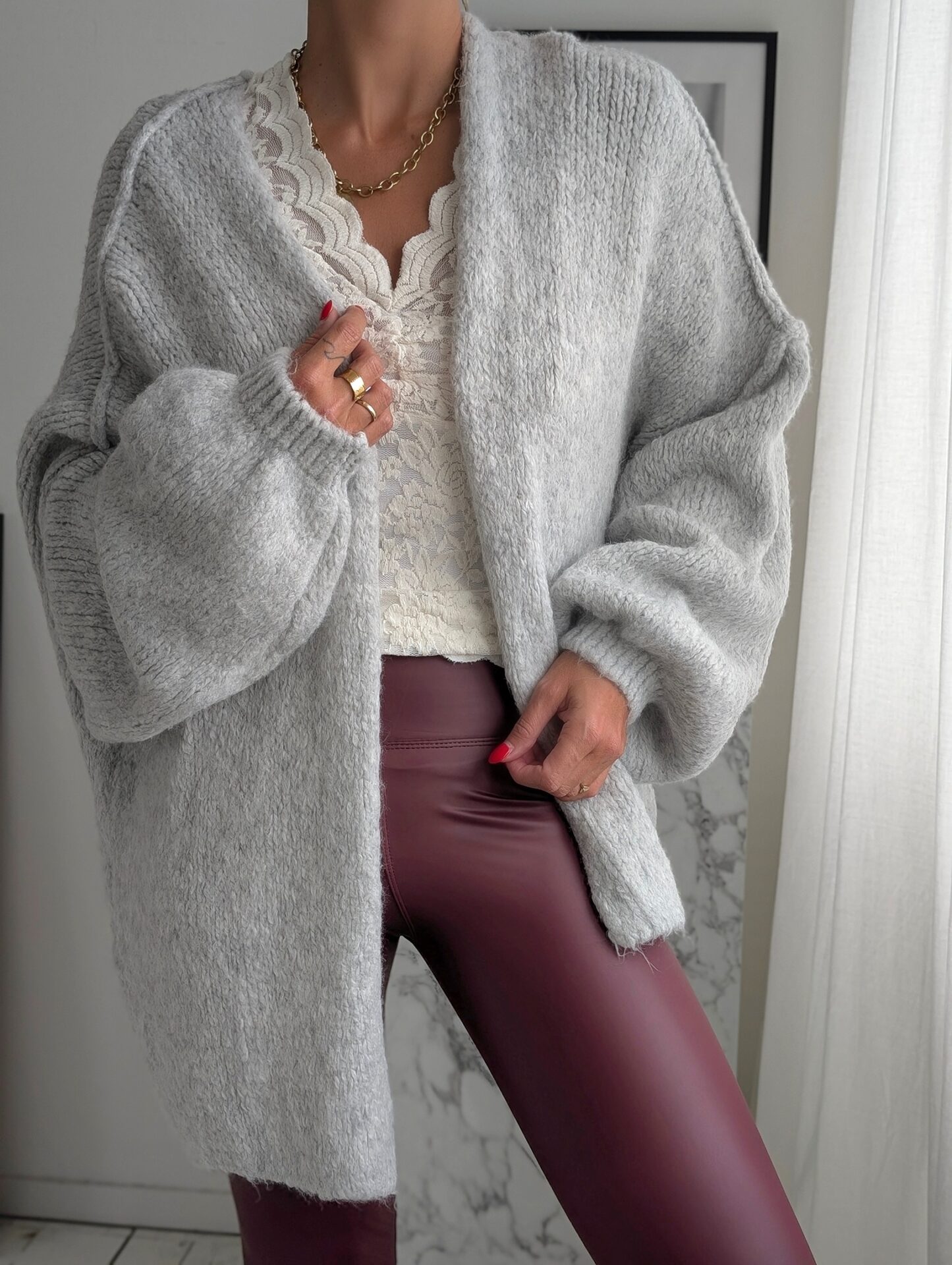 Kunstleder Leggings SOFTLY FALLING – bordeaux