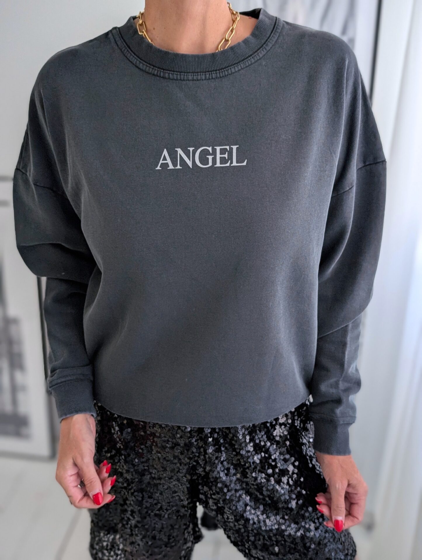 Lässiger Sweater ANGEL OF MINE – dunkelgrau