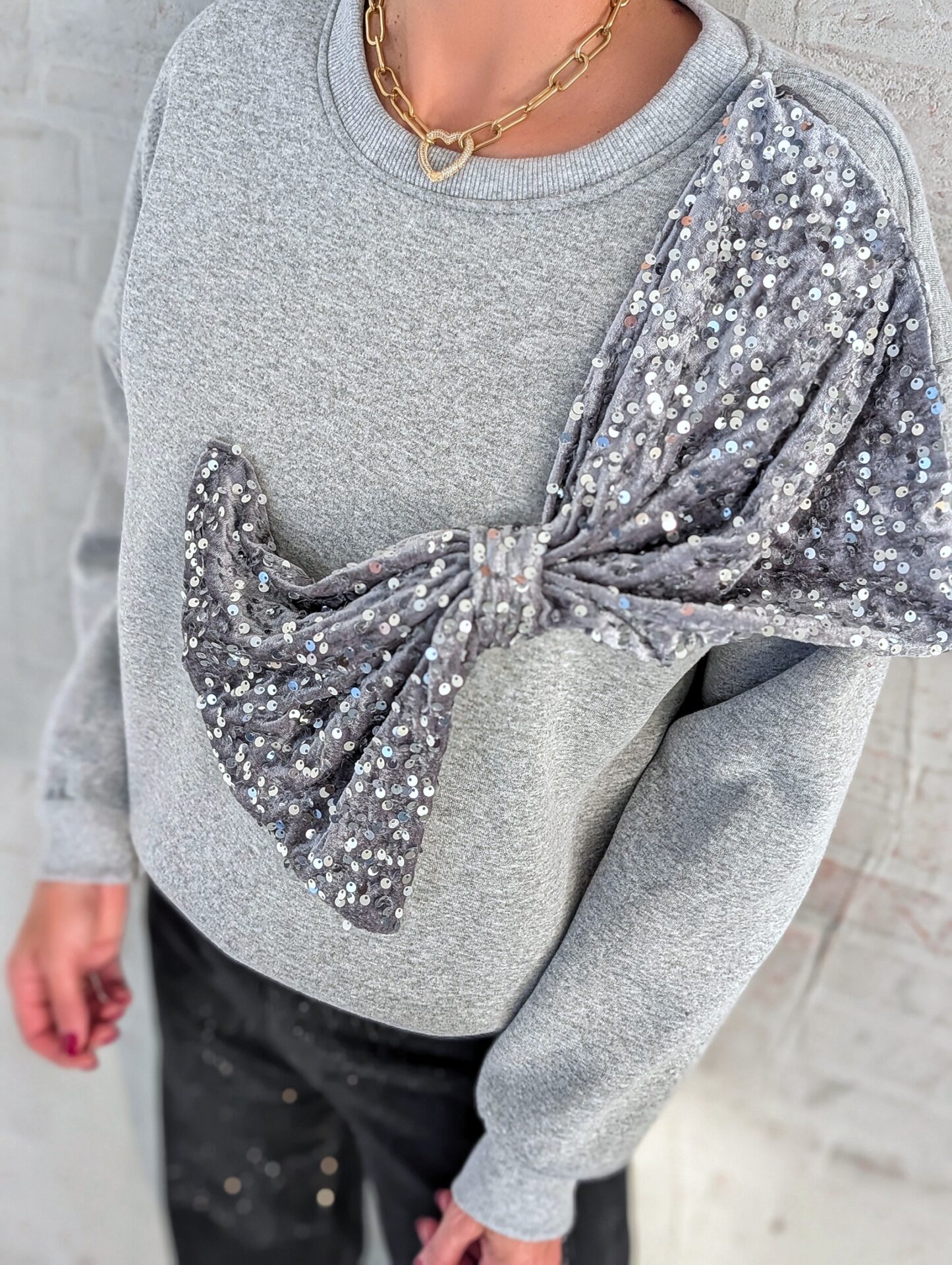 Sweater BIG BOW GLITTER – versch. Farben