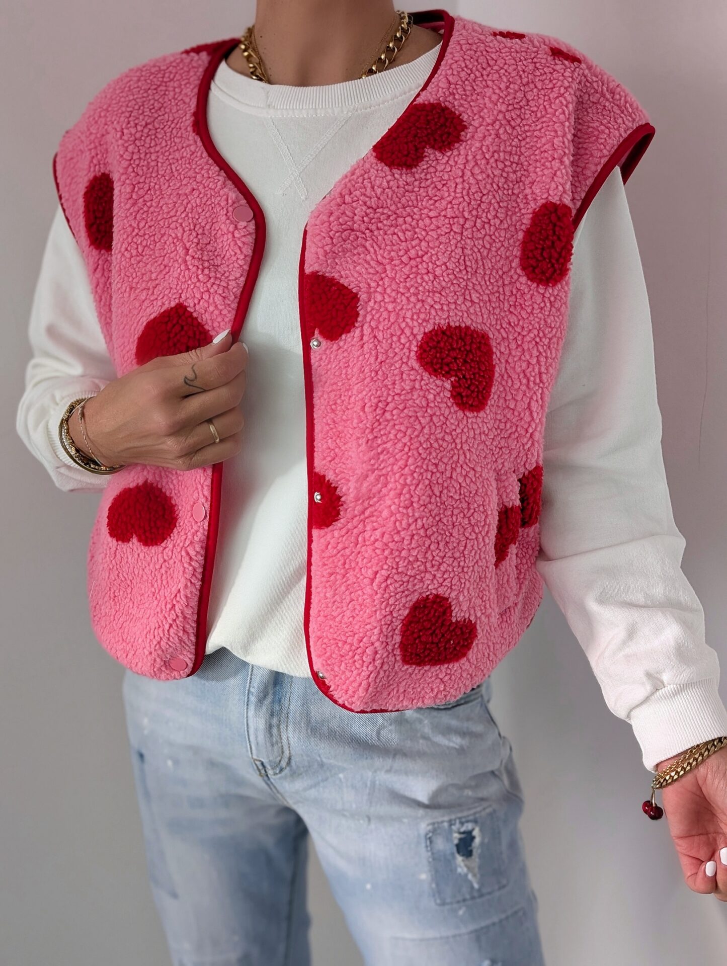 Teddy Weste HEARTBEAT PINK-ROT